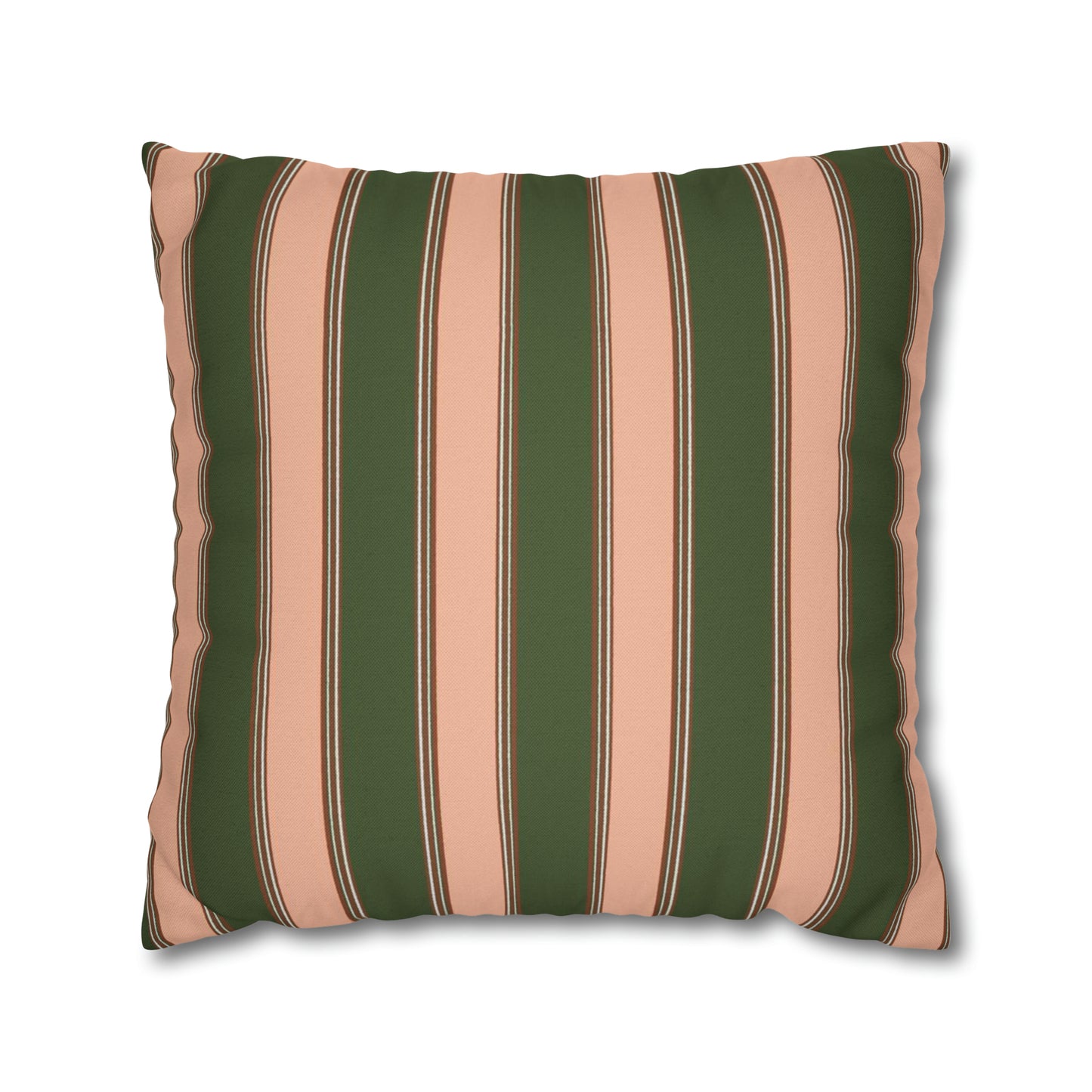 Mauve Pink and Green Stripe,  Pillow Case Only
