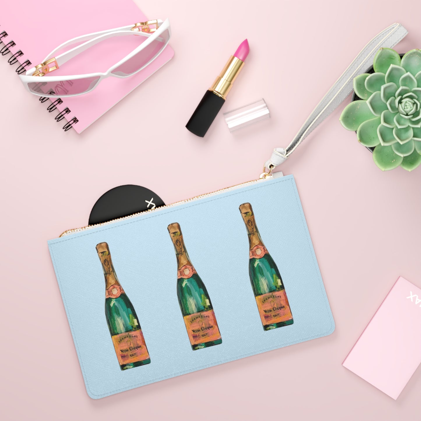 Champagne Clutch Bag, Light Blue