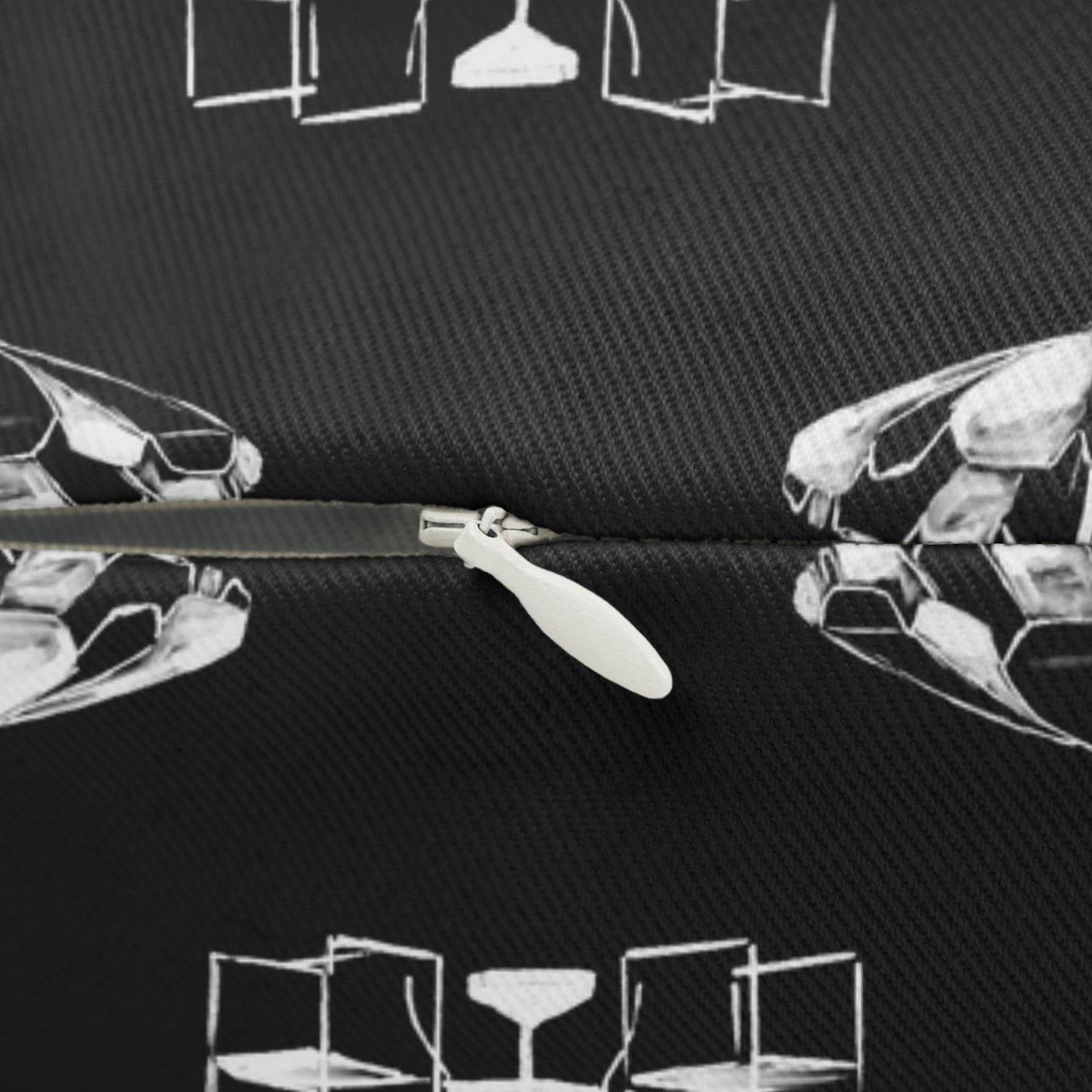 Black and White Umbrellas Lumbar Pillow