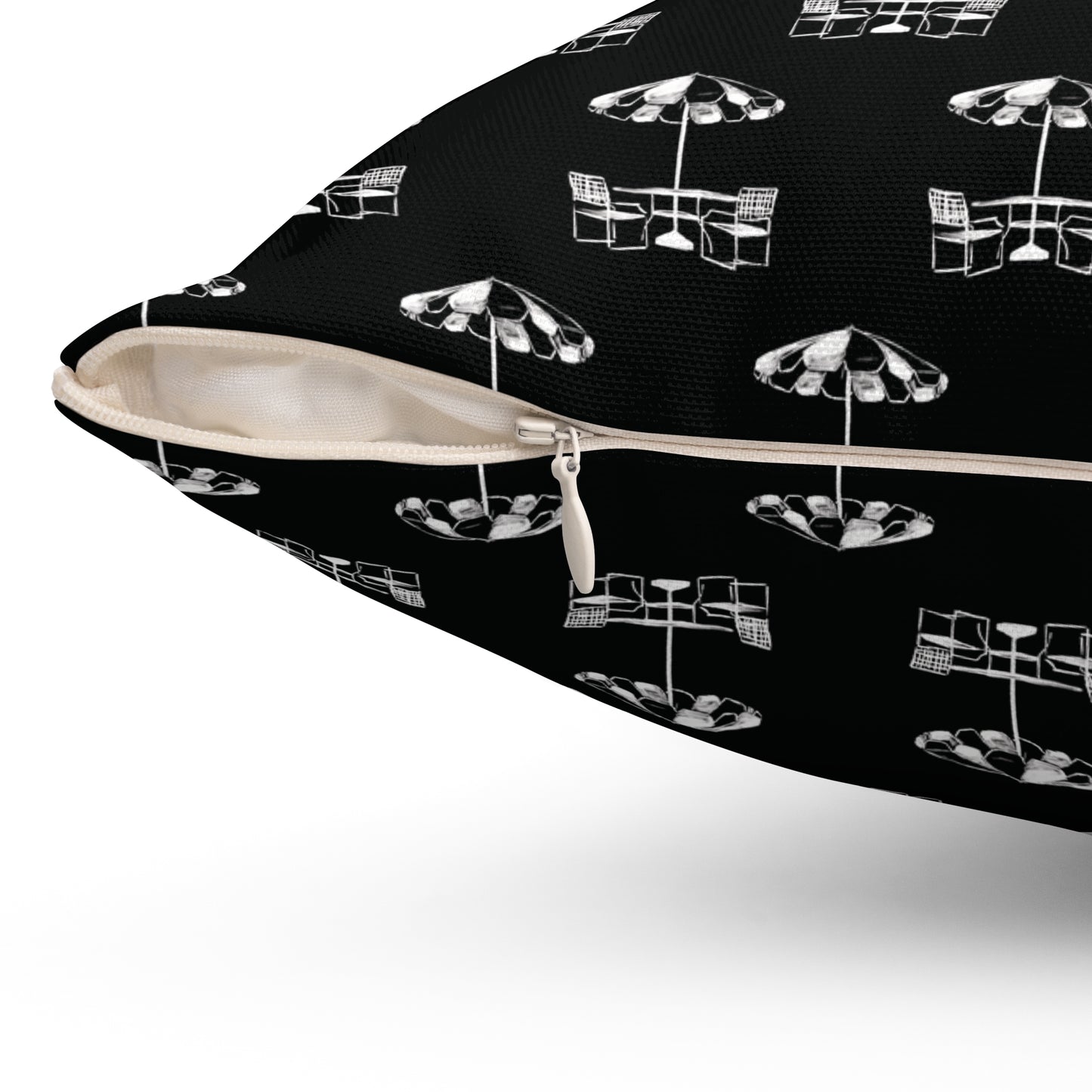 Black and White Umbrellas Pillow