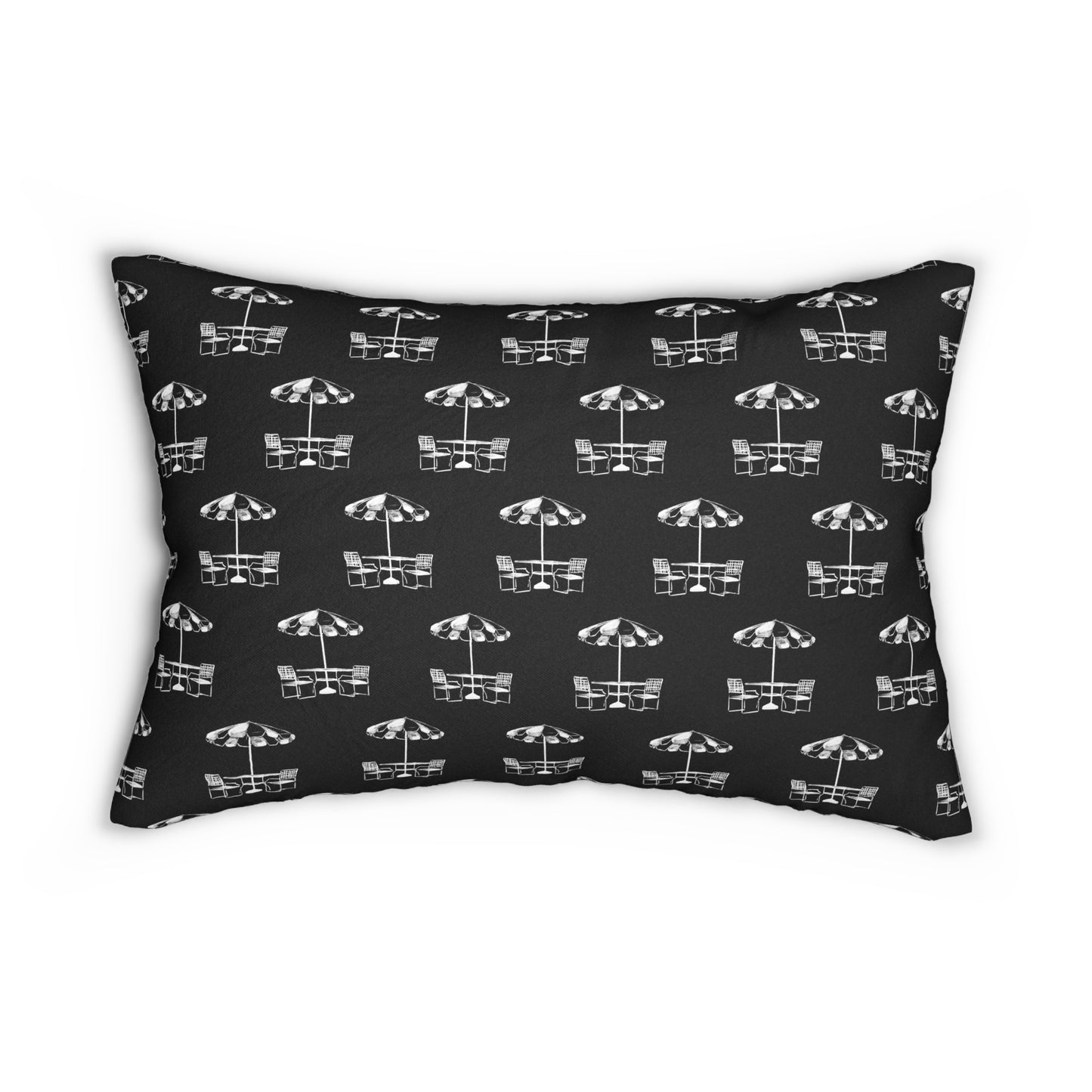 Black and White Umbrellas Lumbar Pillow