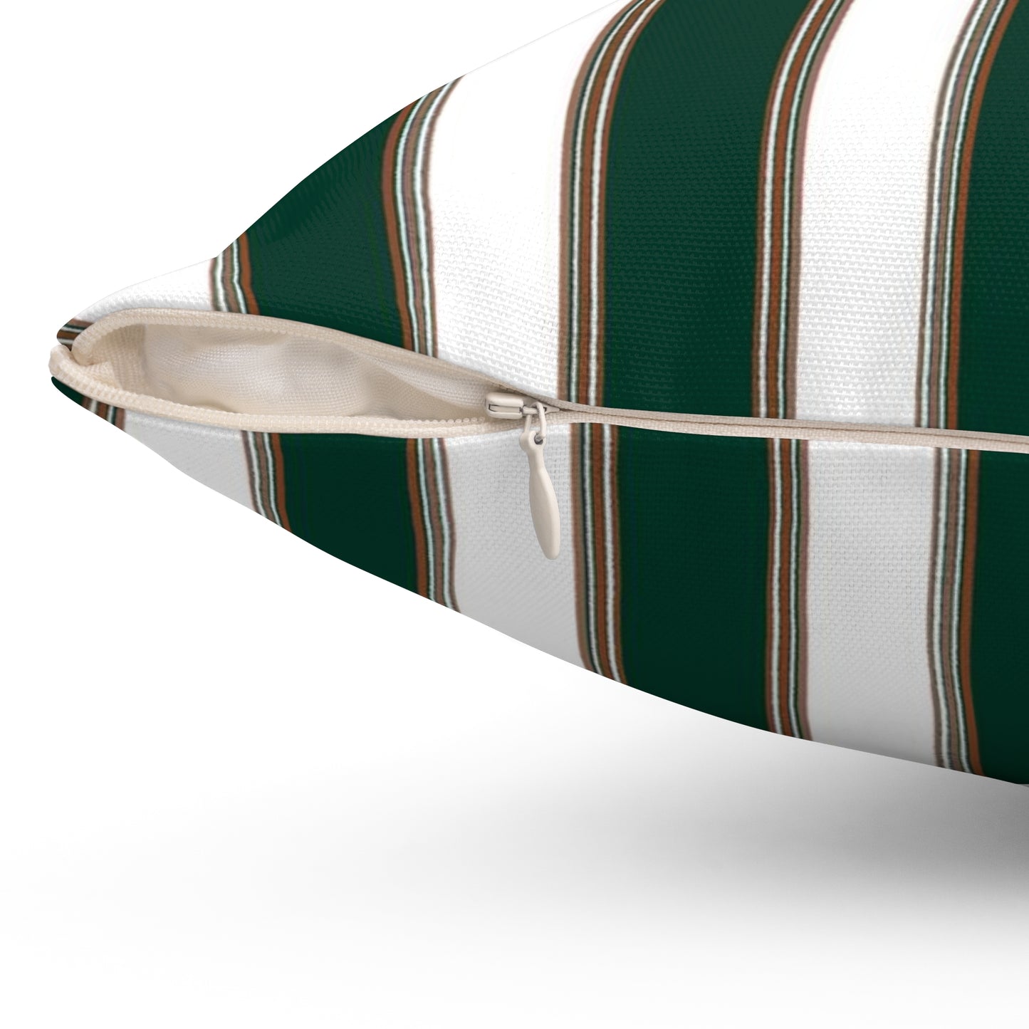 Green and White Stripe Square Pillow
