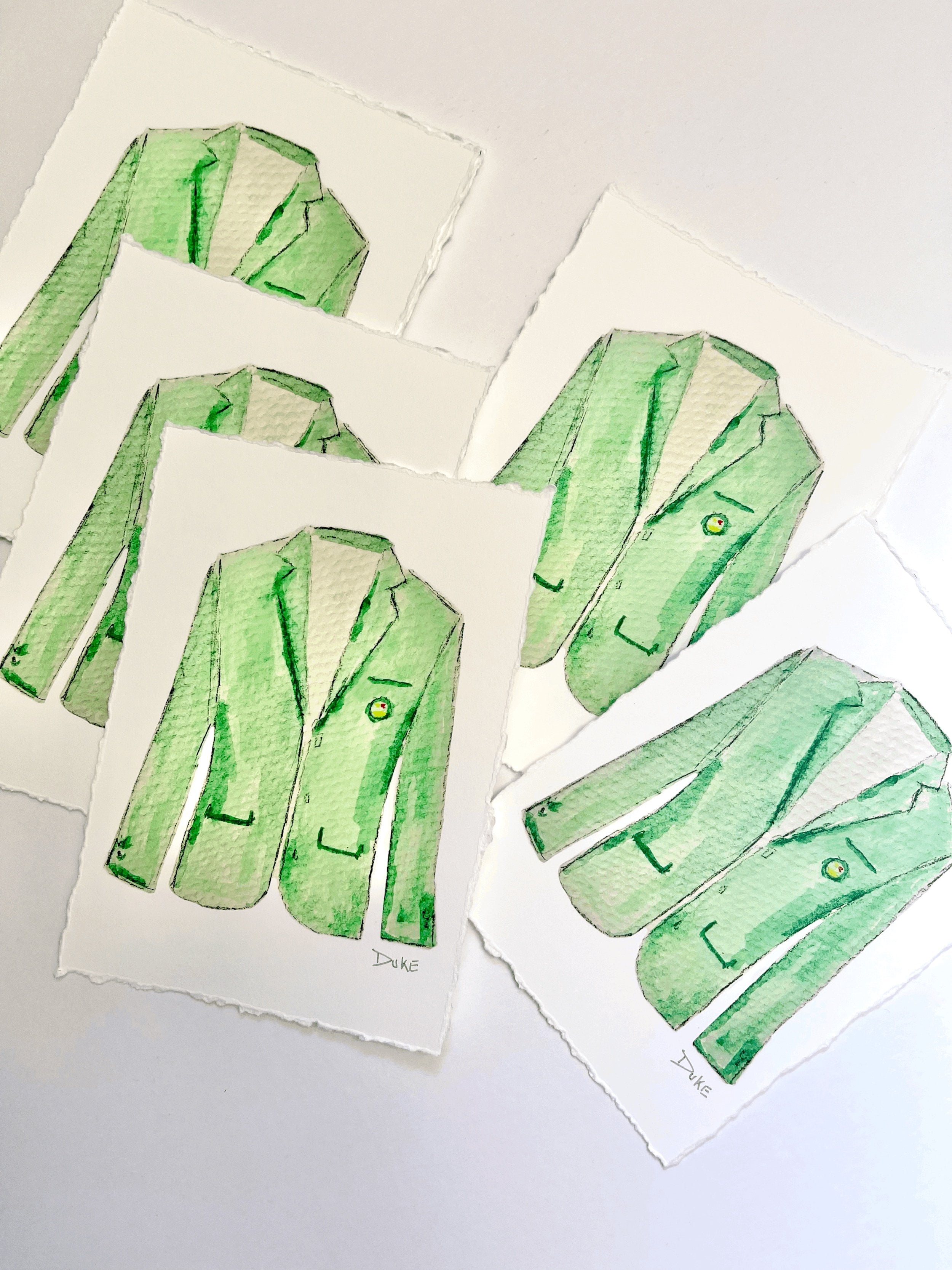 print of painting by Laura Duke of the Green Jacket from the Masters golf tournament at Augusta National in Augusta, GA