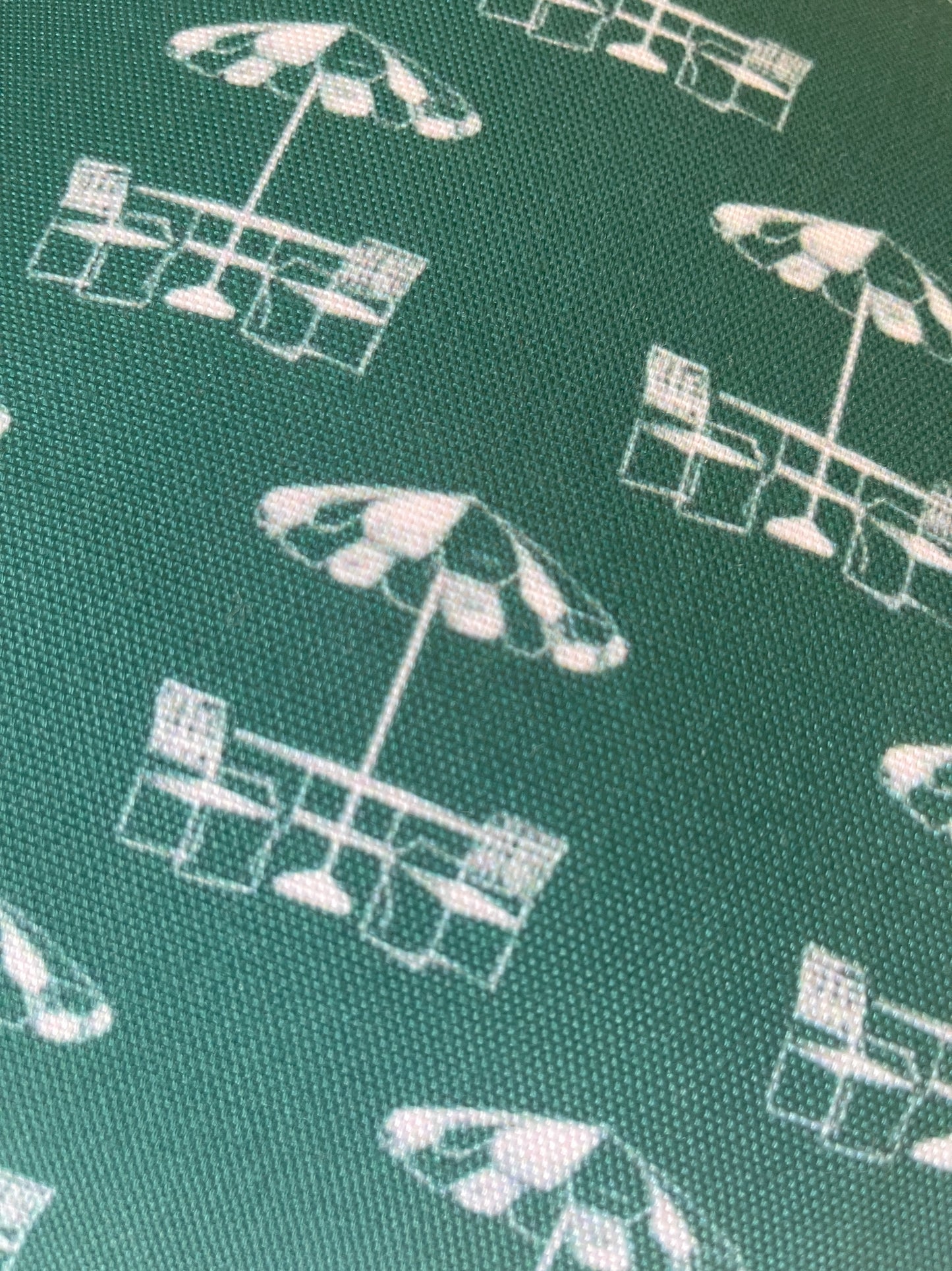 Green and White Umbrellas Fabric