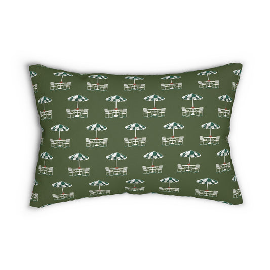 Olive Green Umbrellas Lumbar Pillow