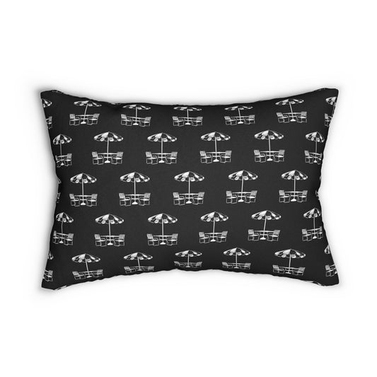 Black and White Umbrellas Lumbar Pillow