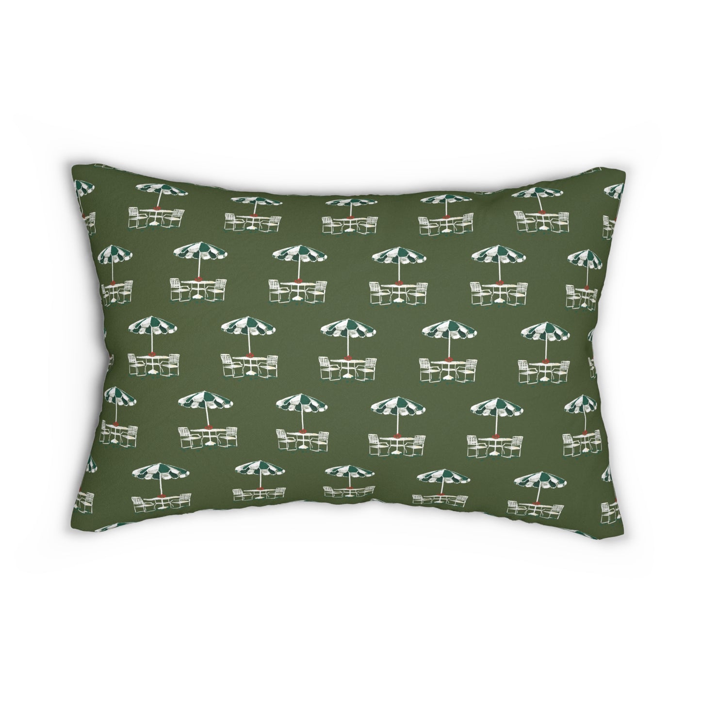 Olive Green Umbrellas Lumbar Pillow