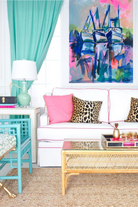 Charleston Docks painting by Laura Duke of boats in Charleston, SC. Colorful painting - blue, pink, green boat art. Society Social furniture