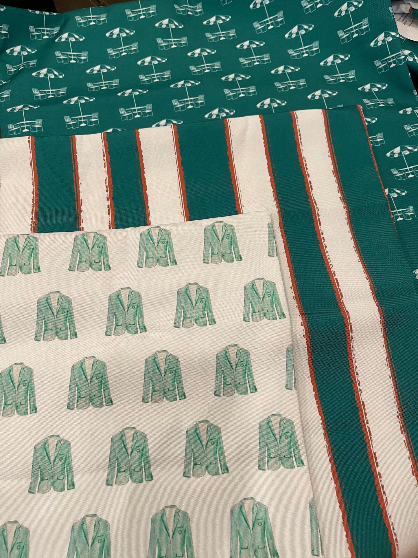 Green and White Stripe Fabric