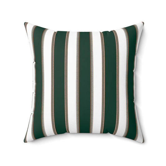 Green and White Stripe Square Pillow