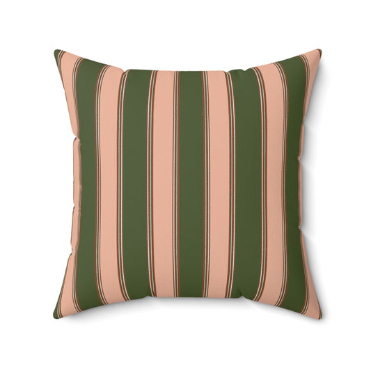 Mauve Pink and Green Stripe Pillow