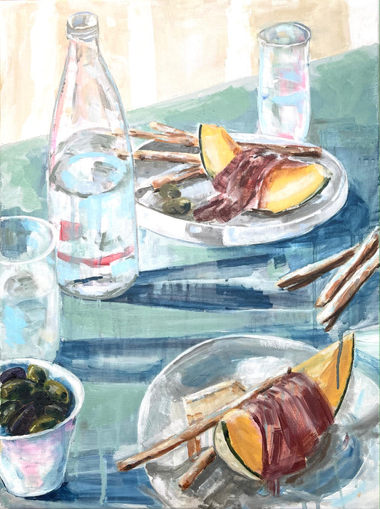painting of Prosciutto and Melon by Laura Duke