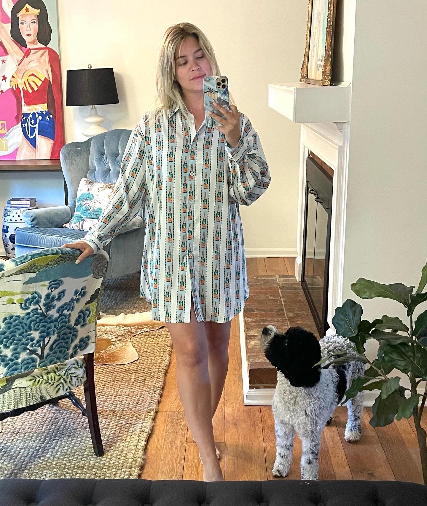 veuve clicquot champagne pajamas or cover up by Laura Duke. Bridesmaid gift