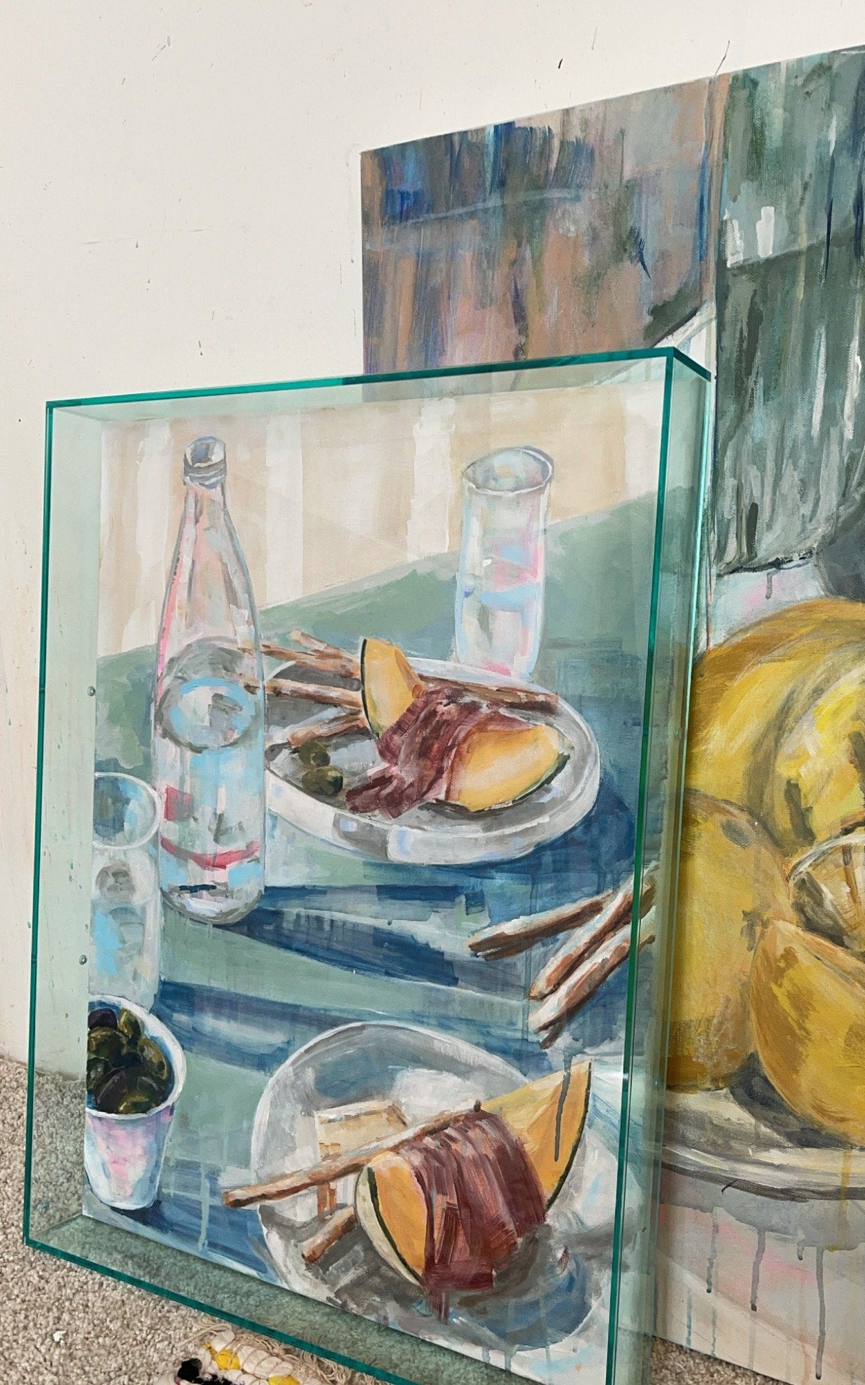 wexel frame painting of Prosciutto and Melon